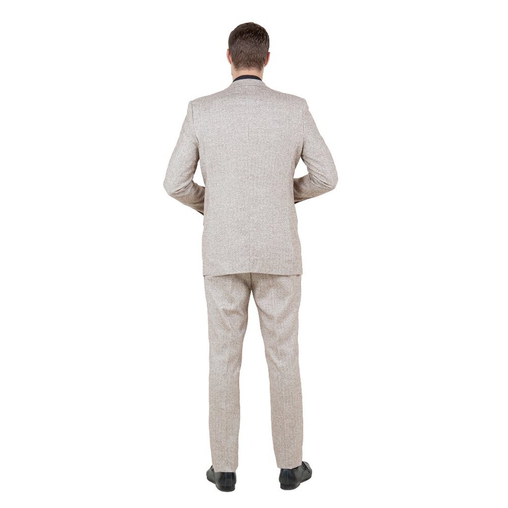 Hybrid Fit Classic Tweed Beige Mens Suit by Sean Alexander - Picture 8 of 9